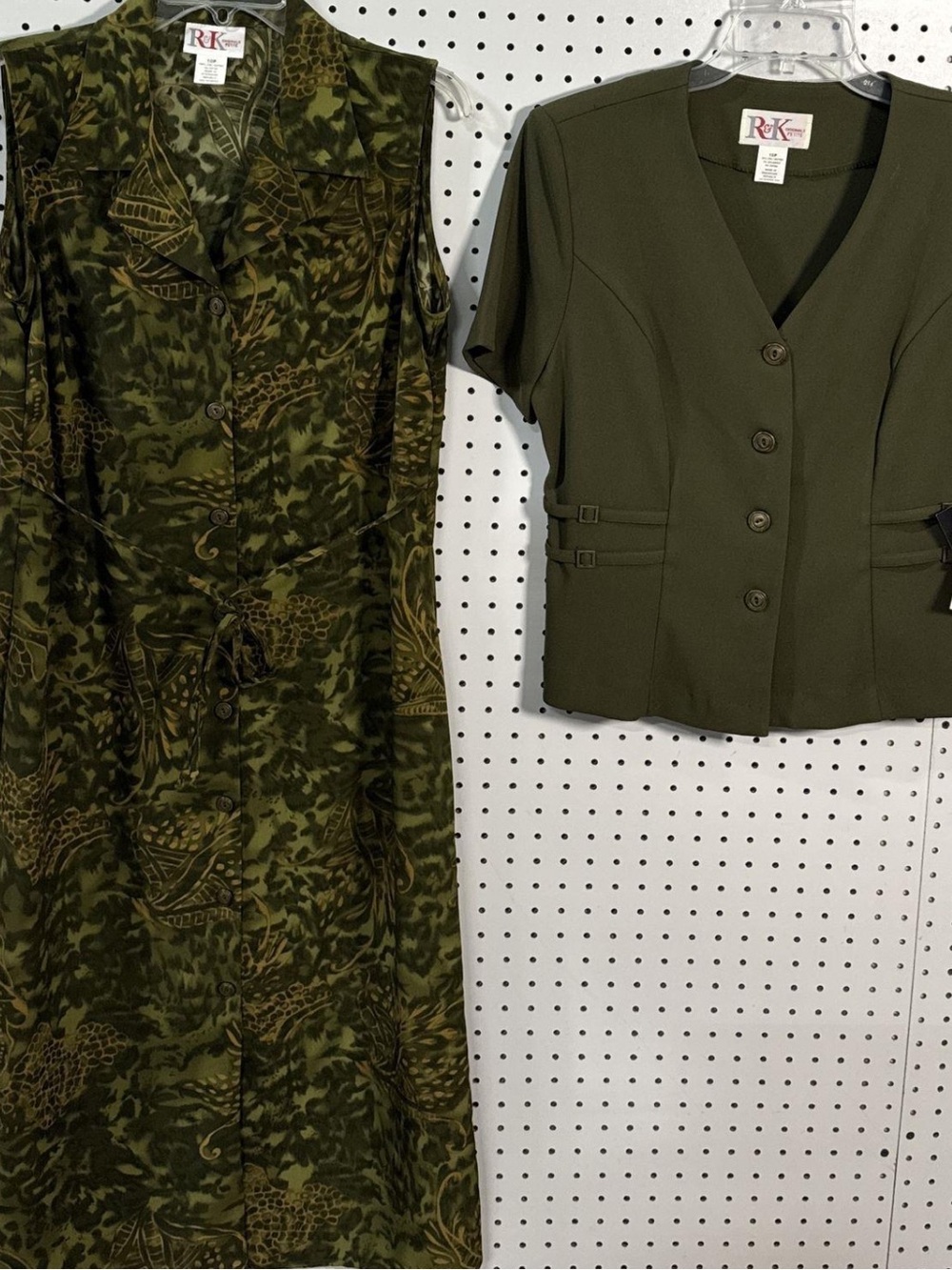 R&K Olive Green Dress and Short Sleeve Jacket Set